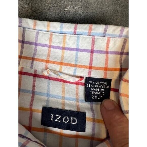 Men's Izod Button Down Long Sleeve Shirt Pastel Plaid Size XXL 2XL Spring Colors - Picture 2 of 7